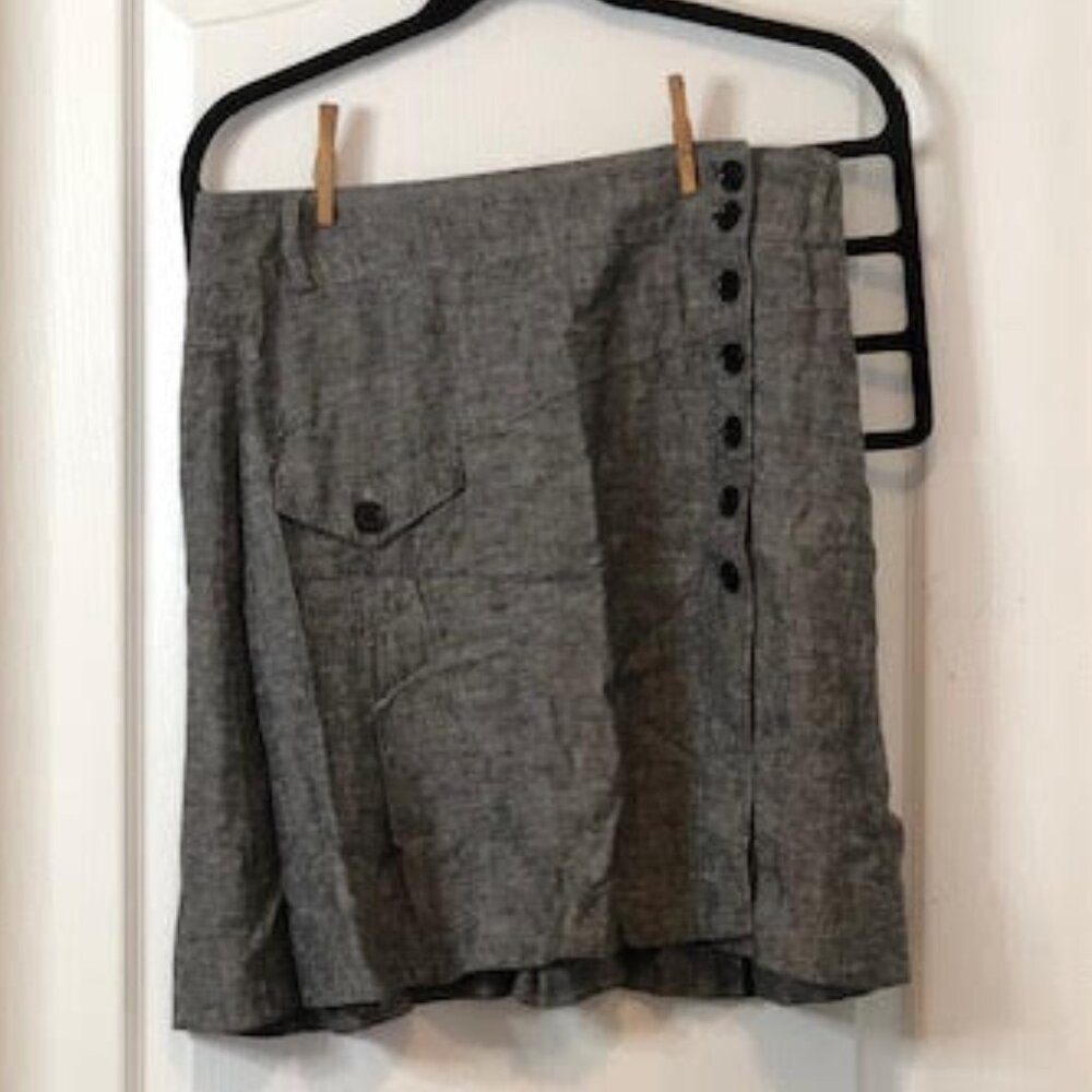 Asymmetrical Button Grey Skirt